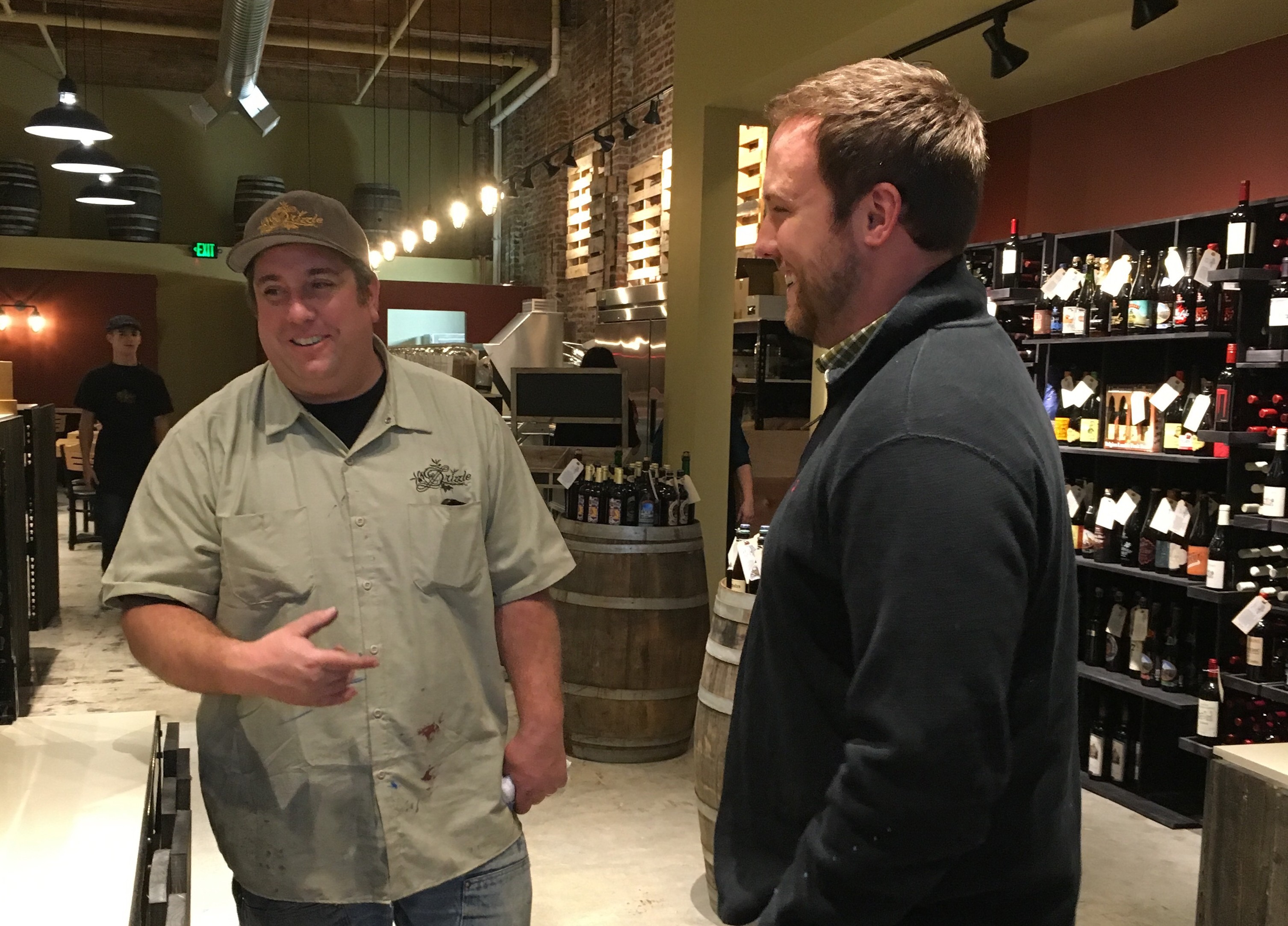 Drizzle co-owner Ross Driscoll with ourLynden's Joel VanderHoek, sharing his passion for the chemistry behind fine oils and vinegar