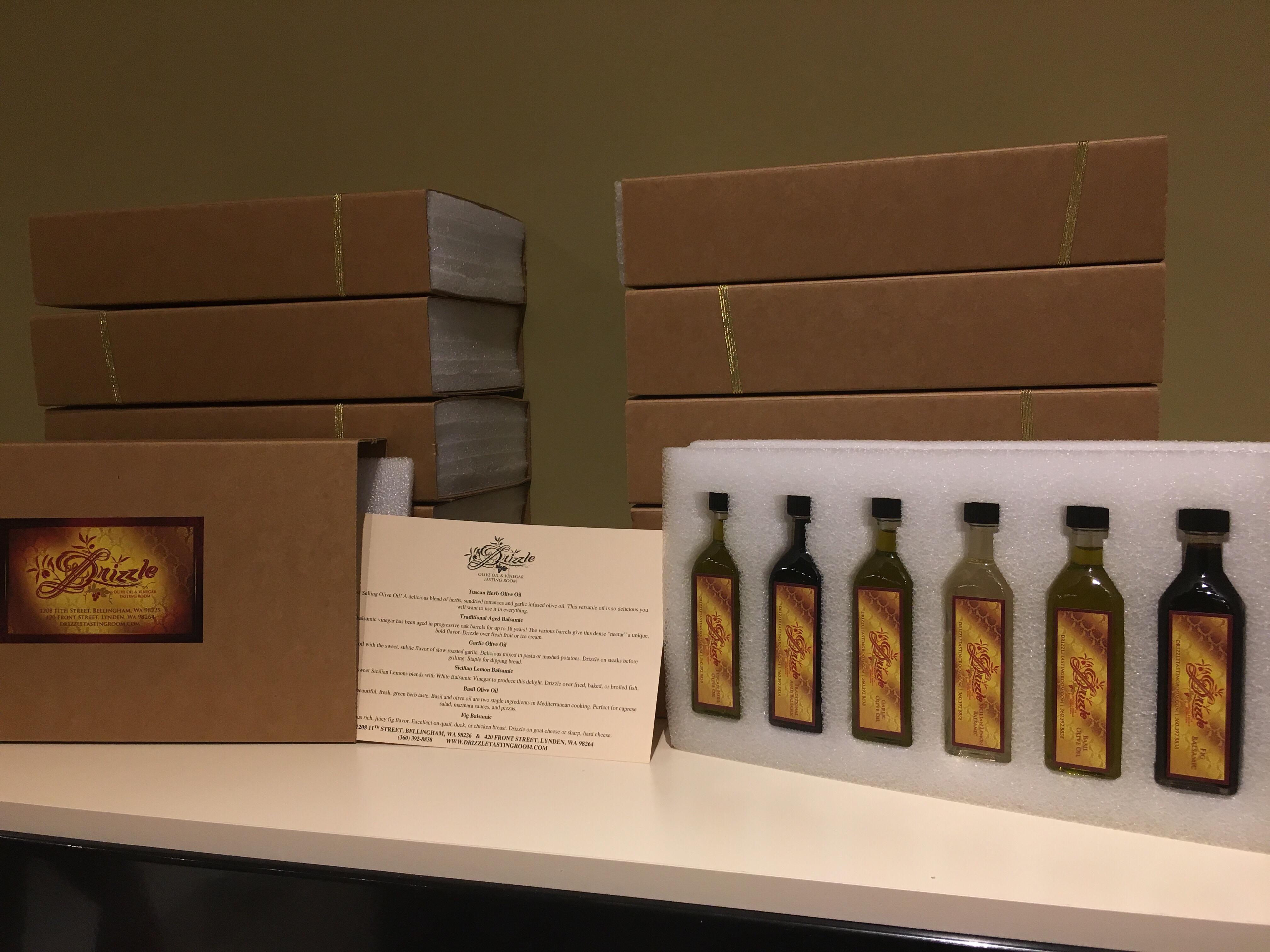 Drizzles popular "peoples choice" gift set: the top 6 oils and vinegars in a presentation gift box.