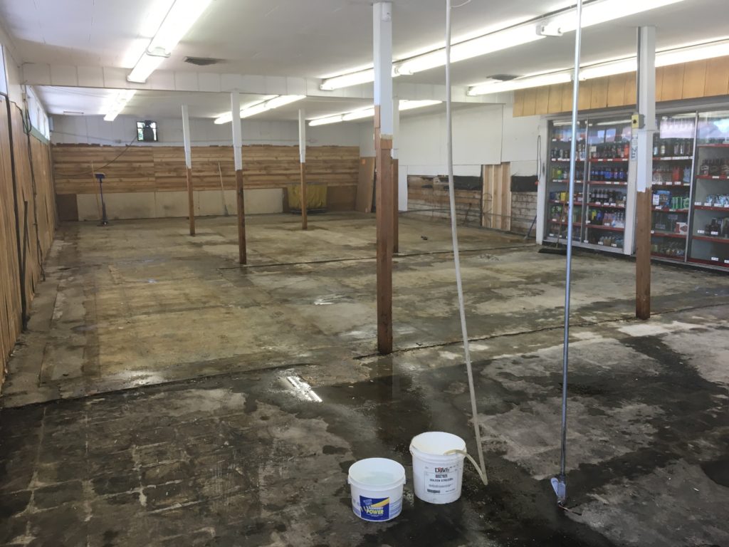 The inside of the market has been completely gutted for a full renovation.