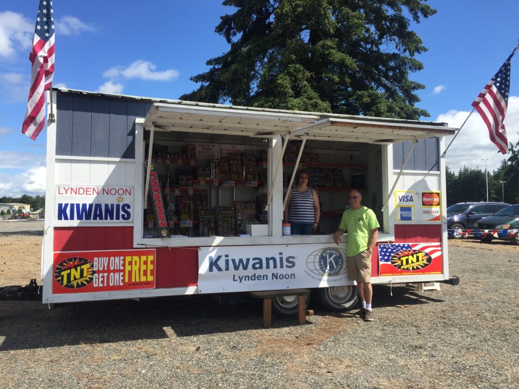 Lynden Noon Kiwanis Fireworks Stand on Front Street, in front of Tractor Supply