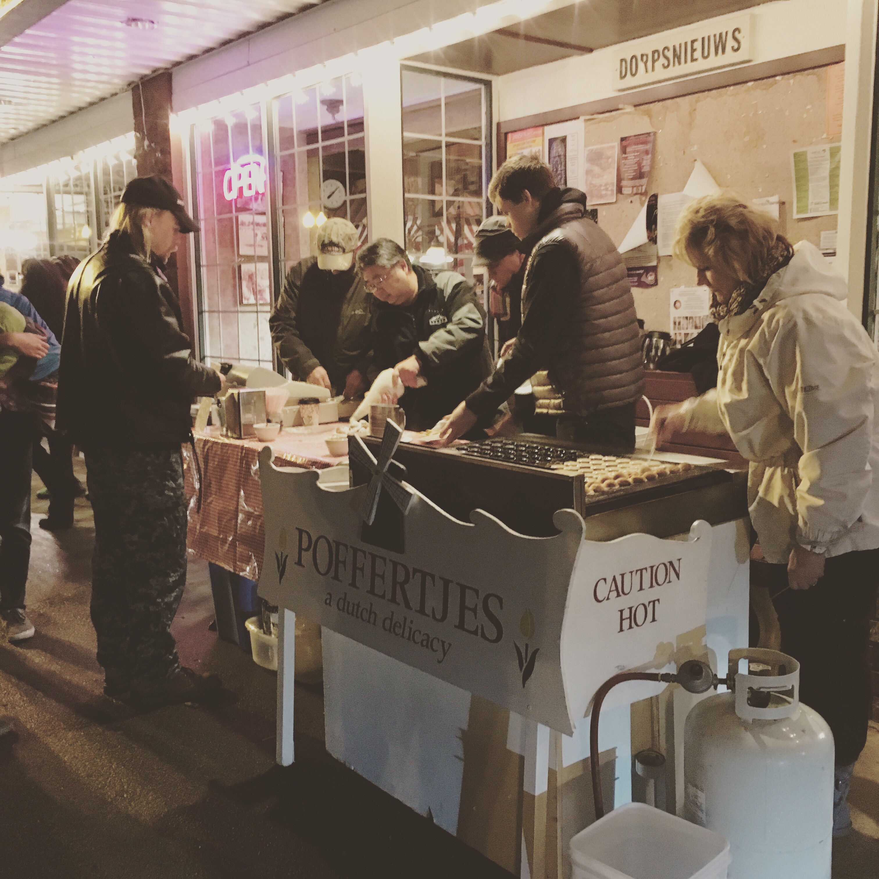 Well after the parade ended, there's a line for Dutch Poffertjes in front of Dutch Mothers!