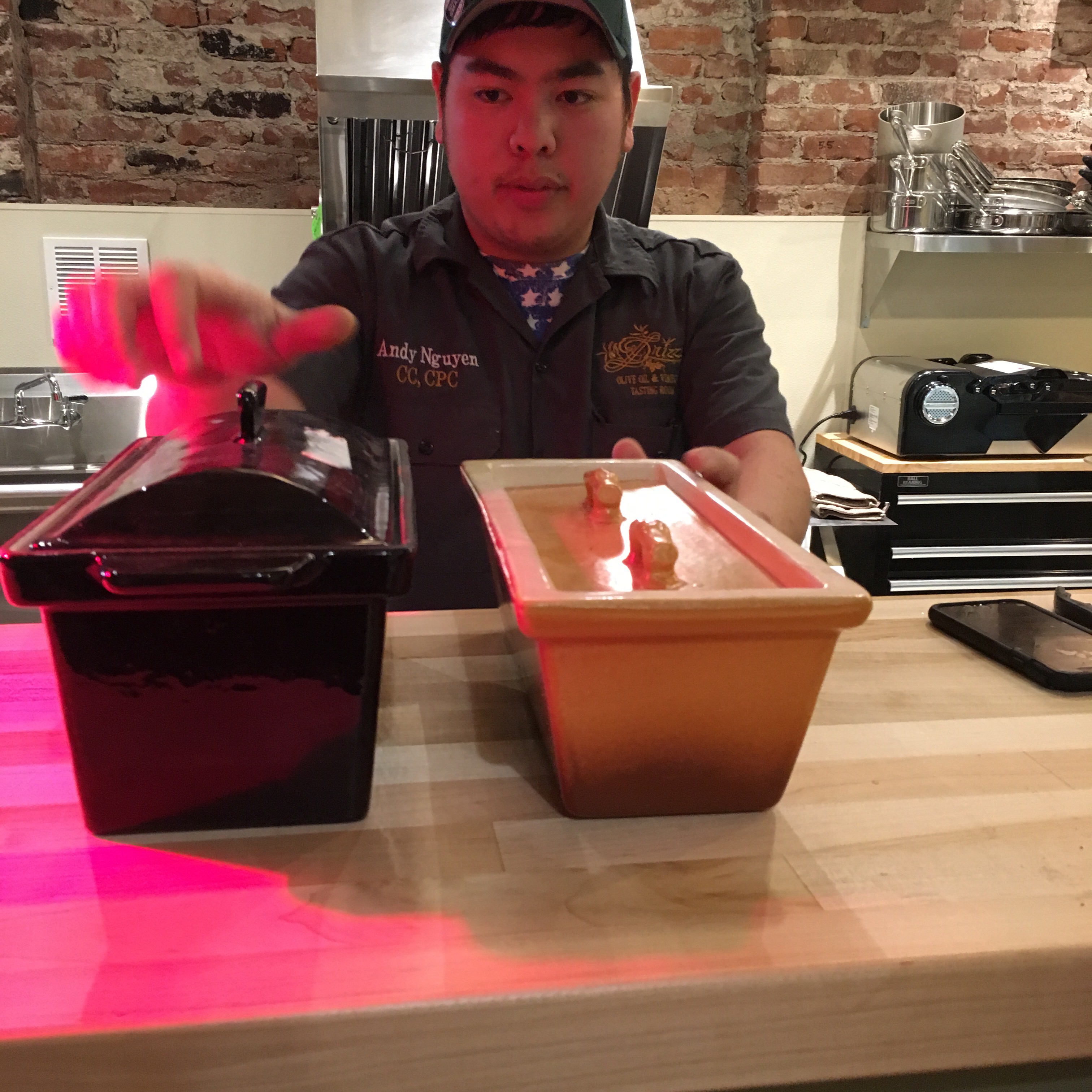 Chef Andy Nguyen shows off some of his vintage old world terrine molds, a personal passion and expertise he will share in the kitchen at Drizzle Lynden